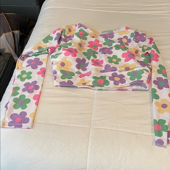 SHEIN Floral Long Sleeve Bikini Set - White, Purple, Green, Pink brand new - Picture 10 of 12